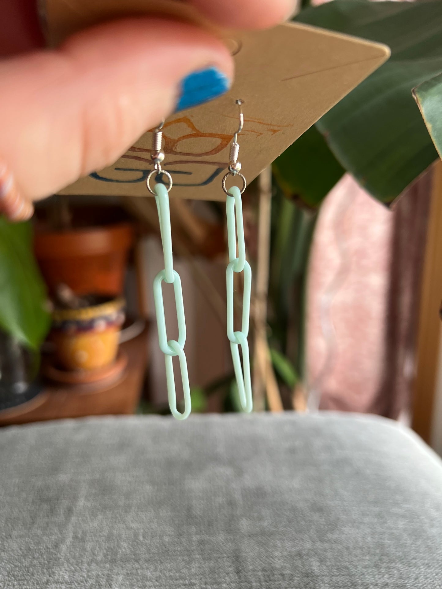 Glass chain earrings