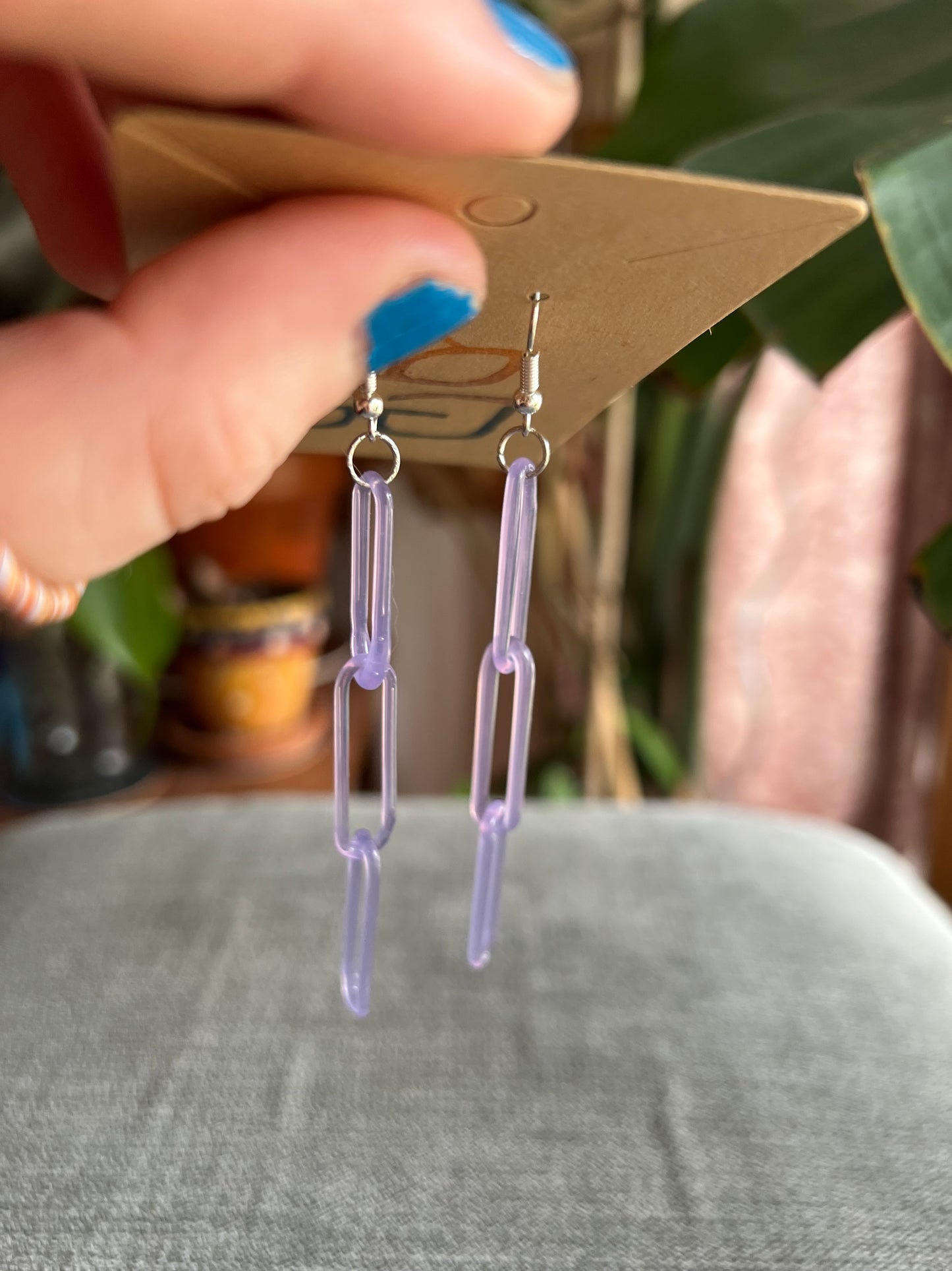 Glass chain earrings