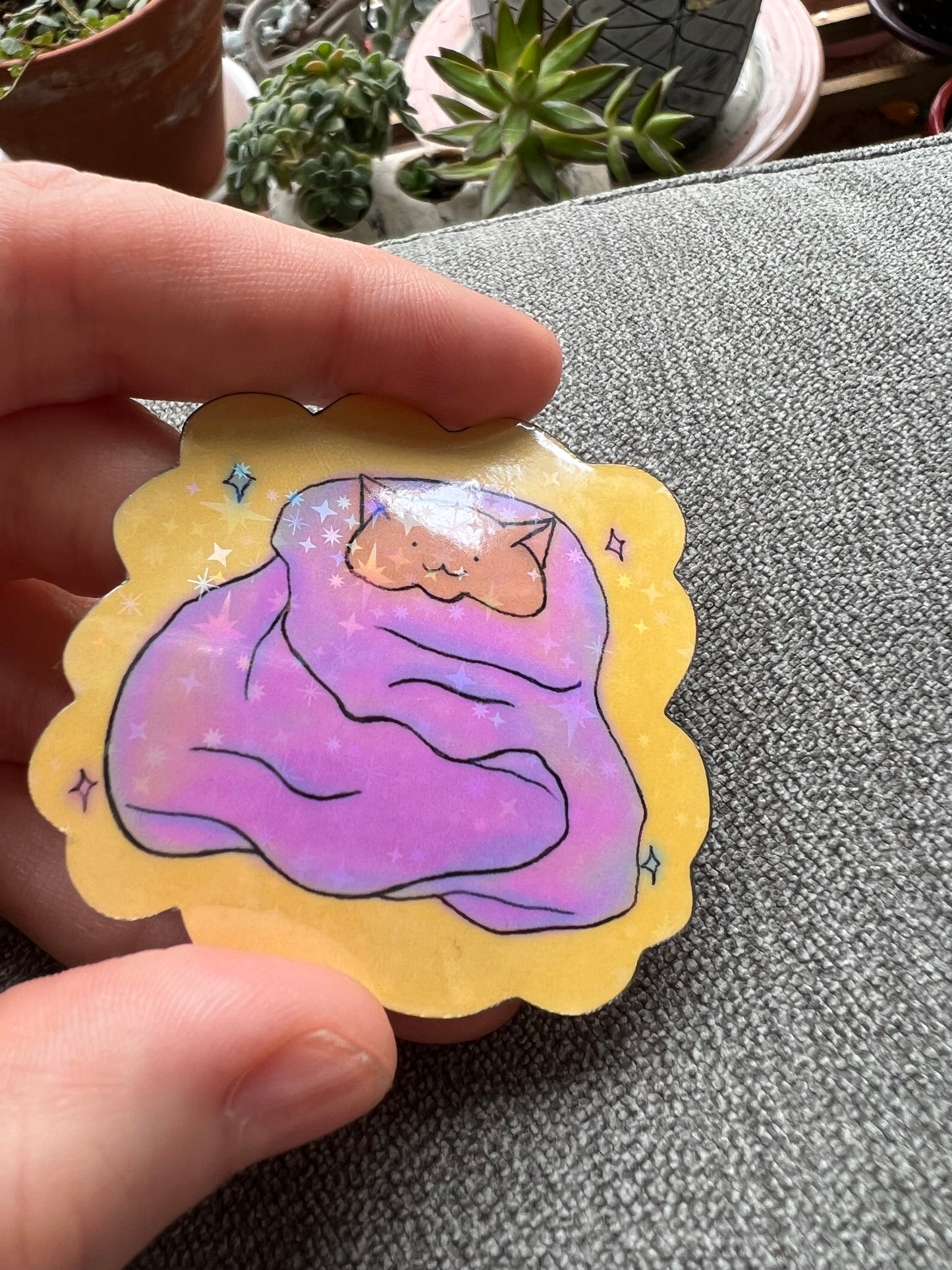 Cozy cat sticker