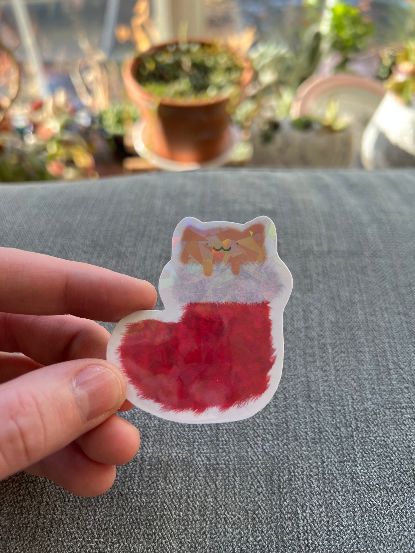 Stocking cat sticker