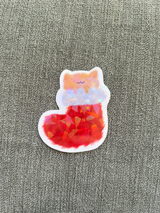 Stocking cat sticker