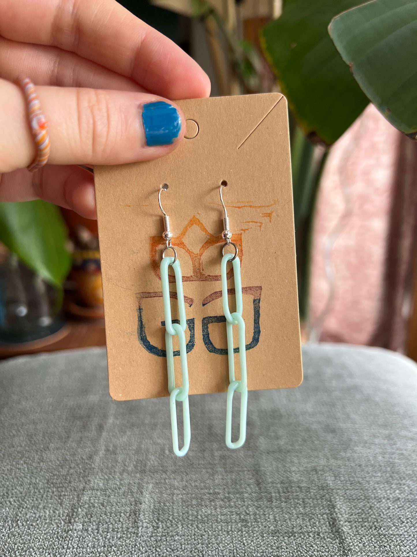 Glass chain earrings