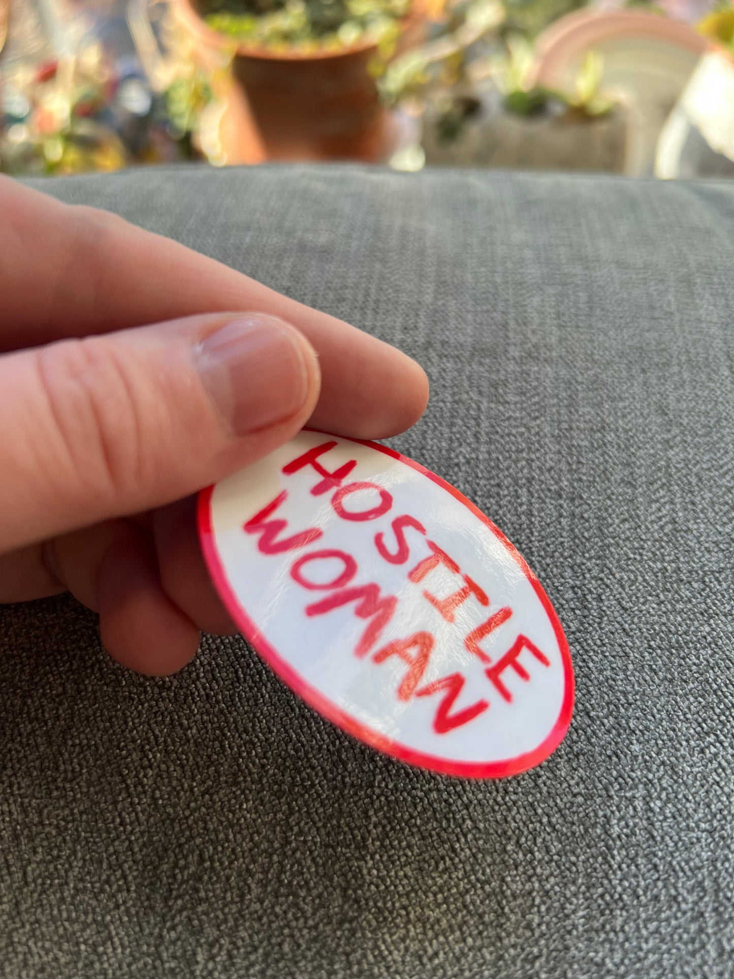 Hostile woman sticker