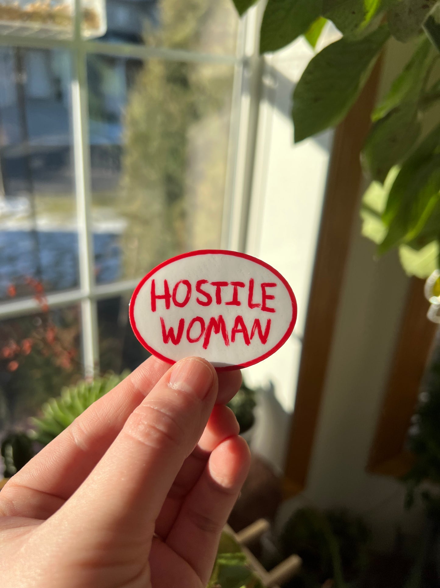 Hostile woman sticker