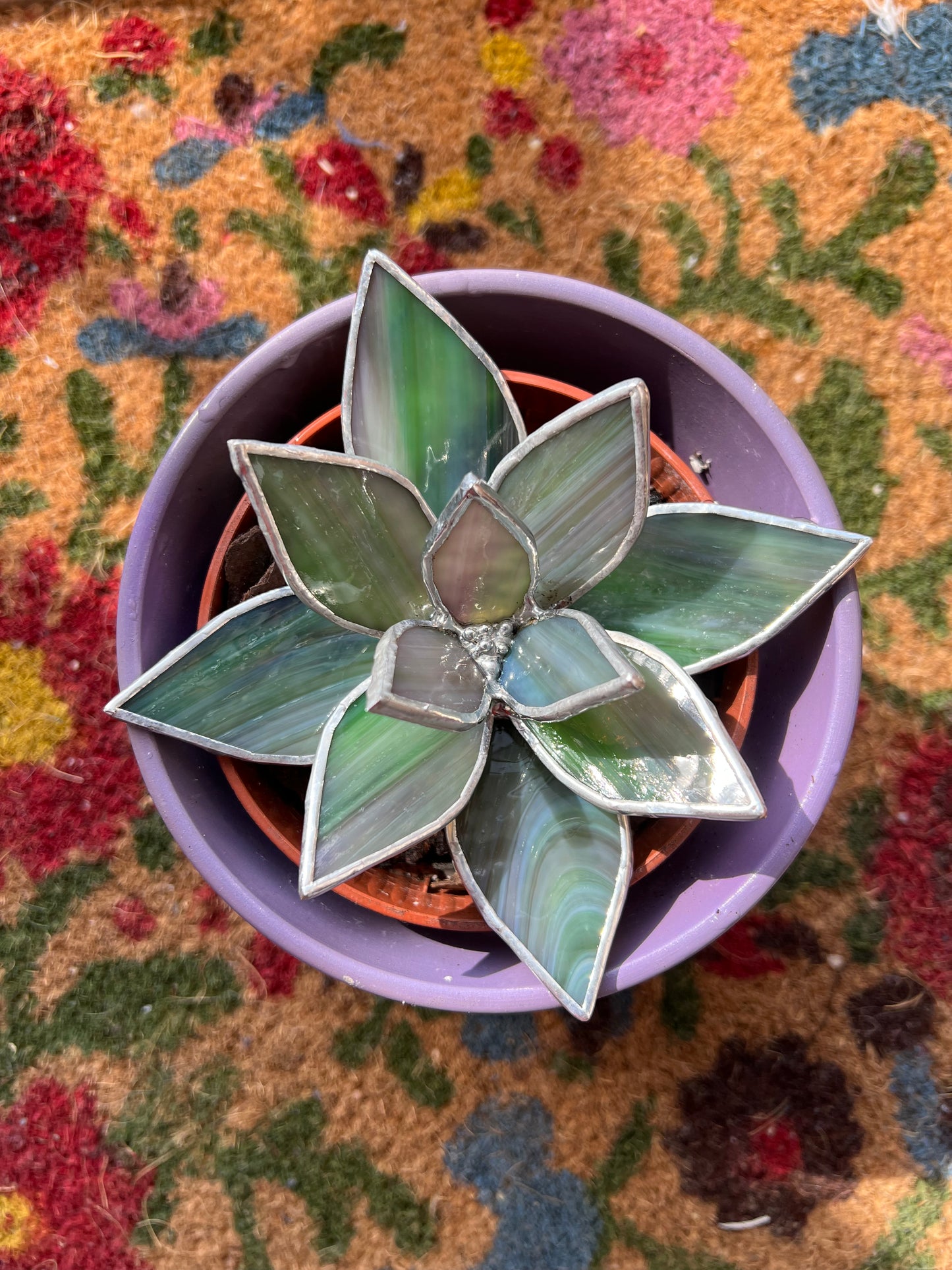 3D Stained Glass Succulent- medium